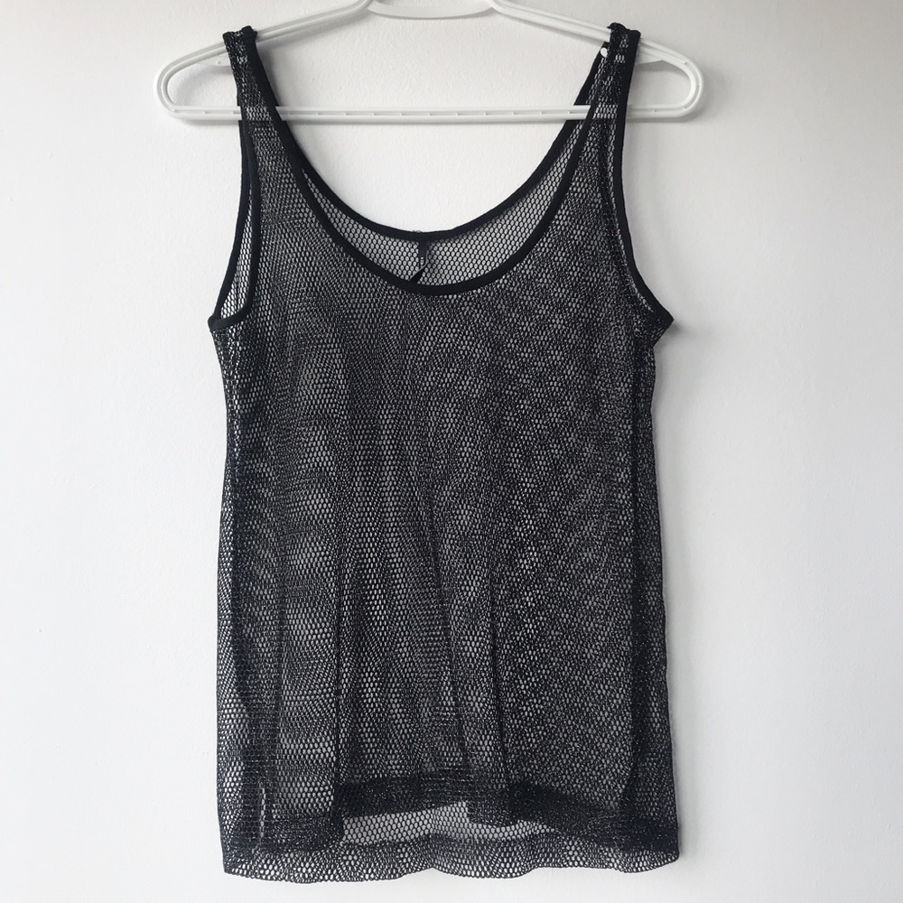 See Through Mesh Camisole black with silver lurex